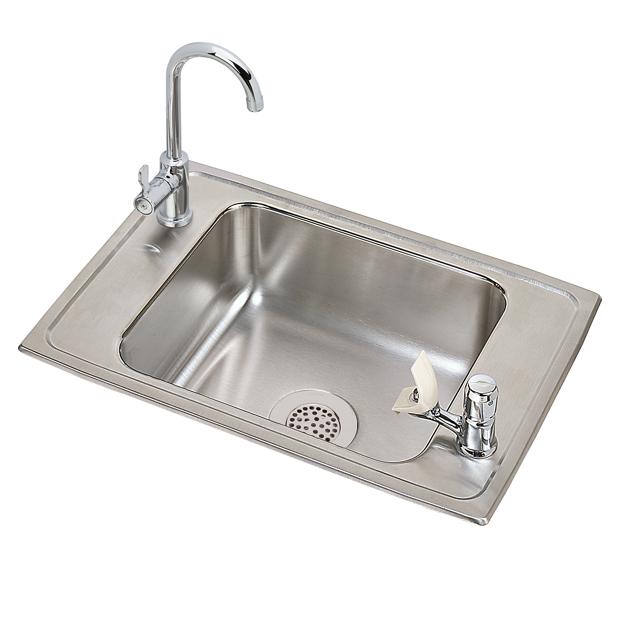 Elkay Celebrity Stainless Steel 25 X 17 X 6 1 2 Single Bowl Drop In Classroom Ada Sink And Faucet Kit Elkay
