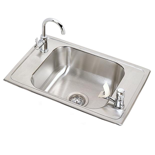 Elkay Celebrity Stainless Steel 25 X 17 X 6 7 8 Single Bowl Drop In Classroom Sink And Faucet Bubbler Kit Elkay