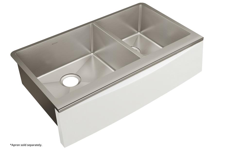 Elkay Crosstown Stainless Steel 35 7 8 X 20 5 16 X 9 Double Bowl Farmhouse Sink For Interchangeable Apron Elkay