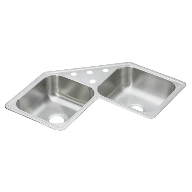 Dayton Stainless Steel 31 7 8 X 31 7 8 X 7 Equal Double Bowl Corner Sink Elkay