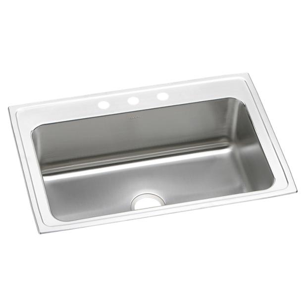 Elkay Lustertone Classic Stainless Steel 33 X 22 X 10 1 8 Single Bowl Drop In Sink Elkay