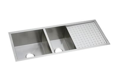 Elkay Crosstown 16 Gauge Stainless Steel 47 1 4 X 18 1 2 X 10 60 40 Double Bowl Undermount Sink With Drainboard Elkay