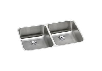 Elkay Lustertone Classic Stainless Steel 30 3 4 X 18 1 2 X 4 3 8 Double Bowl Undermount Ada Sink W Perfect Drain Elkay