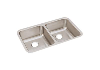 Elkay Lustertone Classic Stainless Steel 30 3 4 X 18 1 2 X 7 7 8 Equal Double Bowl Undermount Sink Elkay