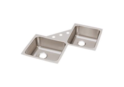 Elkay Lustertone Classic Stainless Steel 32 X 32 X 7 7 8 Equal Double Bowl Corner Sink Elkay