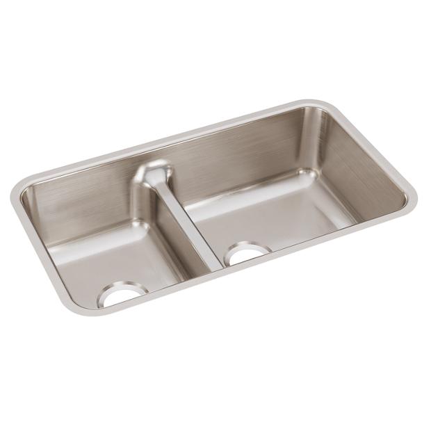 Elkay Lustertone Classic Stainless Steel 32 1 16 X 18 1 2 X 9 40 60 Double Bowl Undermount Sink With Aqua Divide Elkay