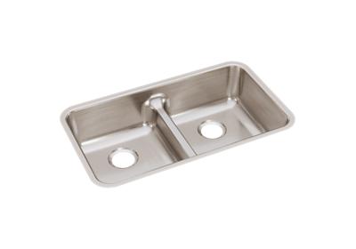 Elkay Lustertone Classic Stainless Steel 32 1 16 X 18 1 2 X 8 Equal Double Bowl Undermount Sink With Aqua Divide Elkay