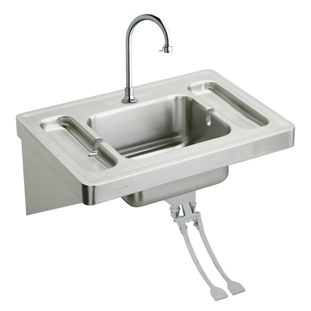 Elkay Stainless Steel 28 X 20 X 7 1 2 Wall Hung Lavatory Sink Kit Elkay