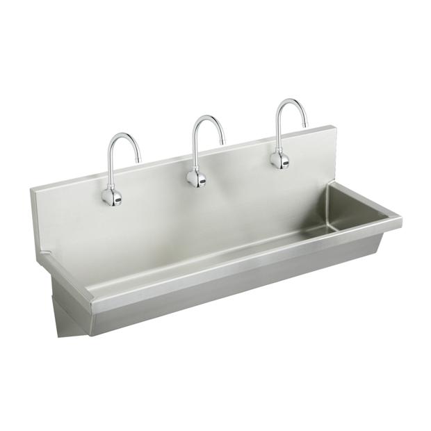 Elkay Stainless Steel 60 X 20 X 8 Wall Hung Multiple Station Hand Wash Sink Kit Elkay