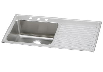 Elkay Lustertone Classic Stainless Steel 43 X 22 X 10 Single Bowl Drop In Sink With Drainboard Elkay