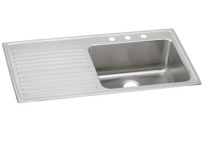 Elkay Lustertone Classic Stainless Steel 43 X 22 X 10 Single Bowl Drop In Sink With Drainboard Elkay