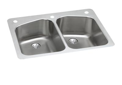 Elkay Lustertone Classic Stainless Steel 33 X 22 X 9 Equal Double Bowl Dual Mount Sink With Perfect Drain Elkay