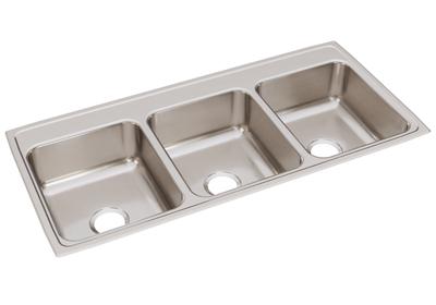 Elkay Lustertone Classic Stainless Steel 46 X 22 X 7 5 8 Triple Bowl Drop In Sink Elkay