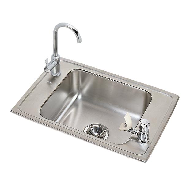 Elkay Celebrity Stainless Steel 25 X 17 X 7 1 8 Single Bowl Drop In Classroom Sink And Faucet Bubbler Kit Elkay