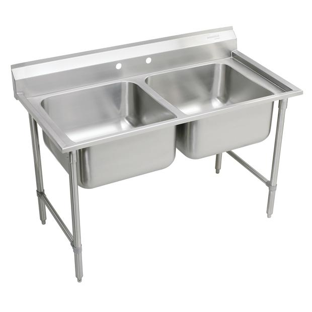 Elkay Rigidbilt Stainless Steel 47 1 4 X 29 3 4 X 12 3 4 Floor Mount Double Compartment Scullery Sink Elkay