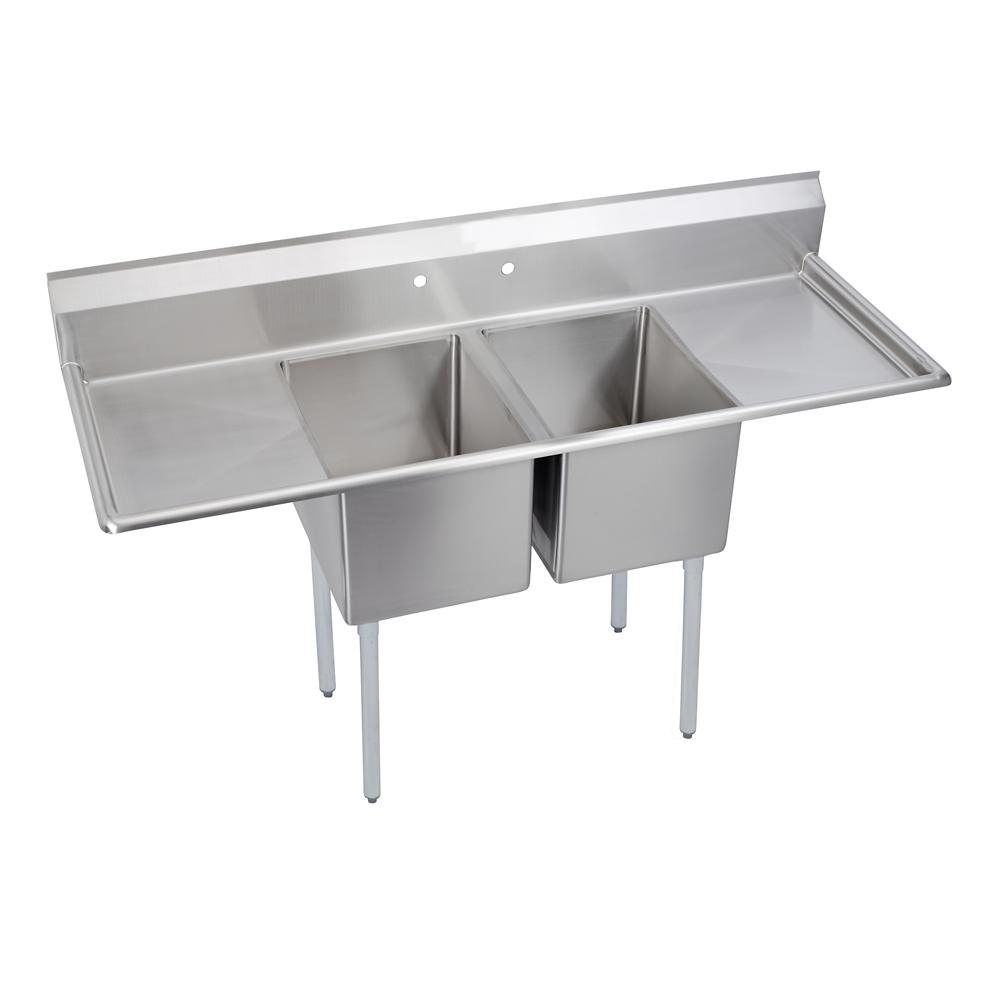 Elkay 2 Comp. Sink, 74X30 OA, 18X24X12 B, L & R 18