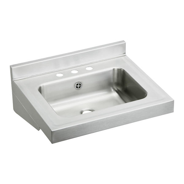 Classroom Sink, Drop-in, 17 in. x 25 in. 1-Compartment, ADA, SS, L/R Faucet Ledges, 6.5 in. Deep, Drain Center Rear Classroom Sink, Drop-in, 17 in. x 25 in. 1-Compartment, ADA, SS, L/R Faucet Ledges, 6.5 in. Deep, Drain Center Rear
