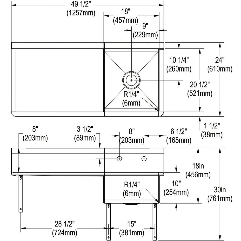 Just Manufacturing J7702S Stainless Steel Wall Hung Double Bowl