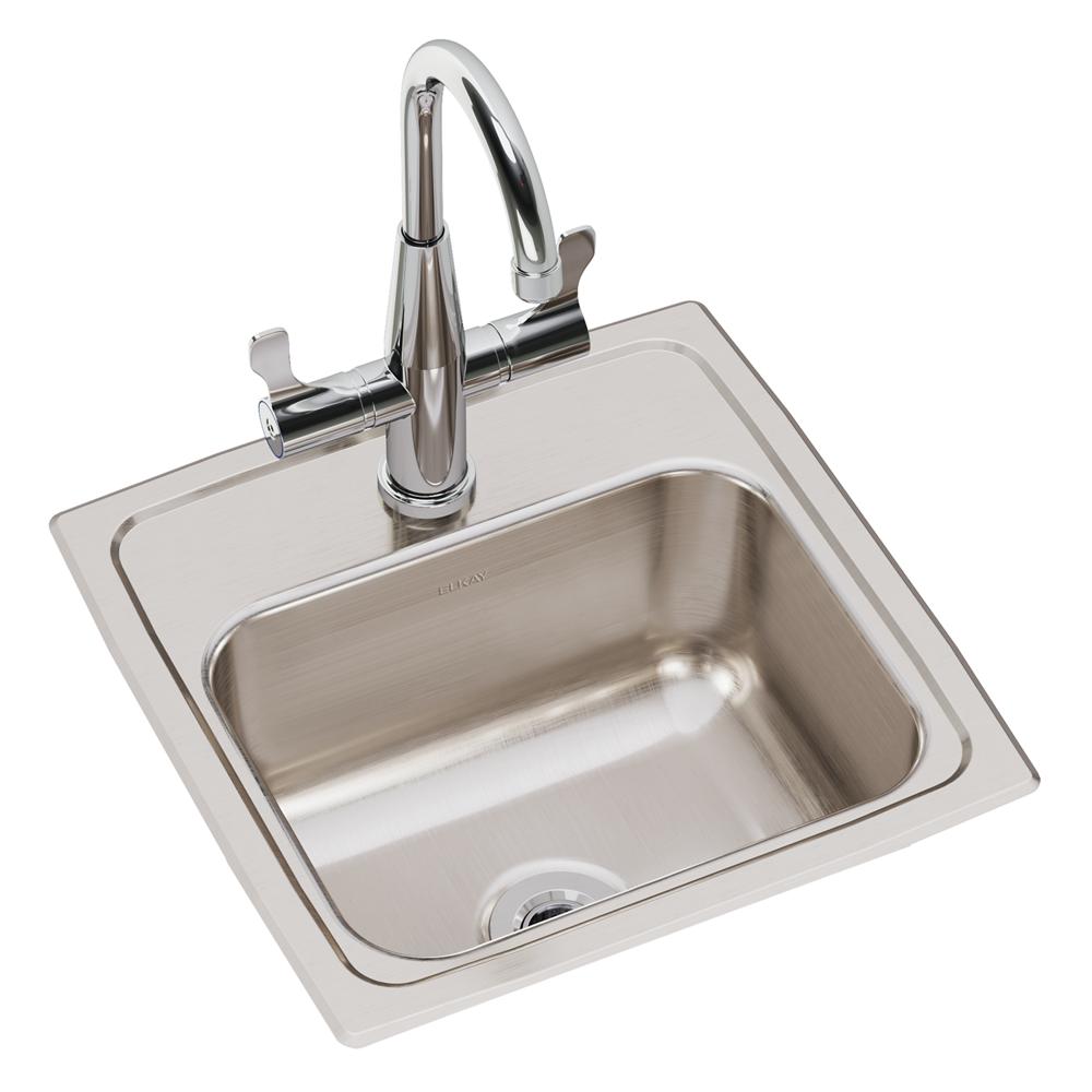Lustertone Drop-In Stainless Steel 15 in. 1-Hole Bar Sink