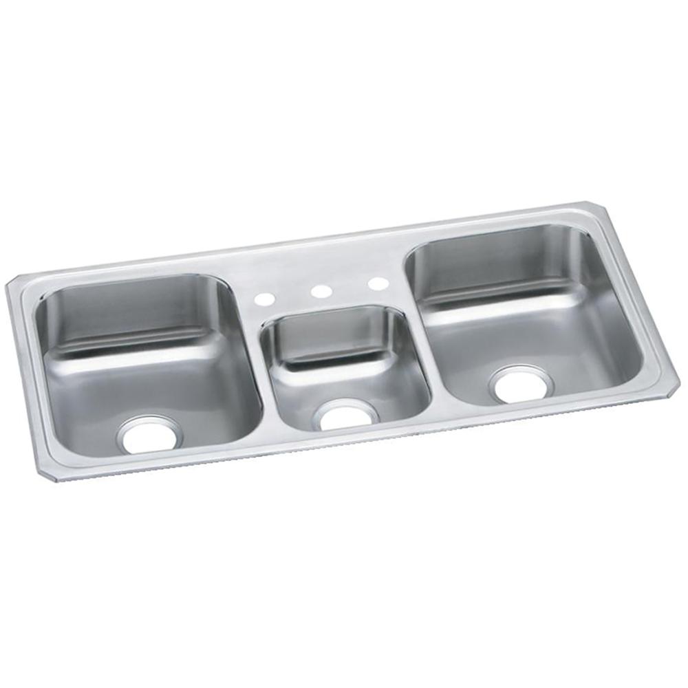 Celebrity Drop-In Stainless Steel 43 in. 4-Hole Triple Bowl Kitchen Sink