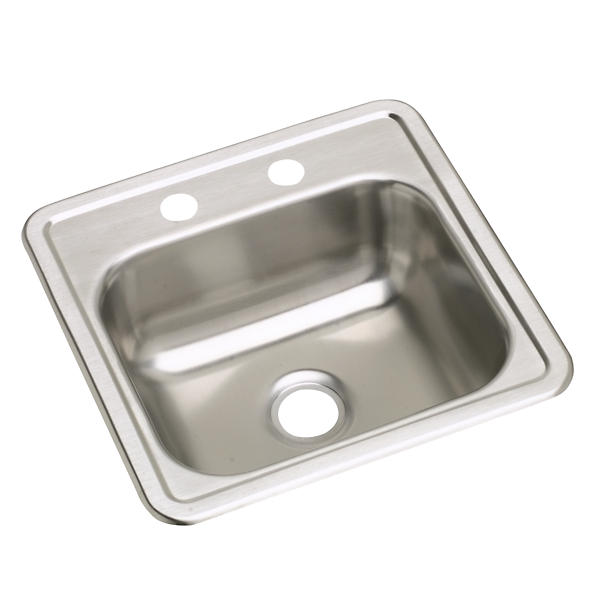Dayton Drop-in Stainless Steel 15 in. 2-Hole Single Bowl Bar Sink Dayton Drop-in Stainless Steel 15 in. 2-Hole Single Bowl Bar Sink
