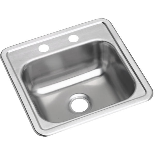 Dayton Drop-in Stainless Steel 15 in. 2-Hole Single Bowl Bar Sink Dayton Drop-in Stainless Steel 15 in. 2-Hole Single Bowl Bar Sink