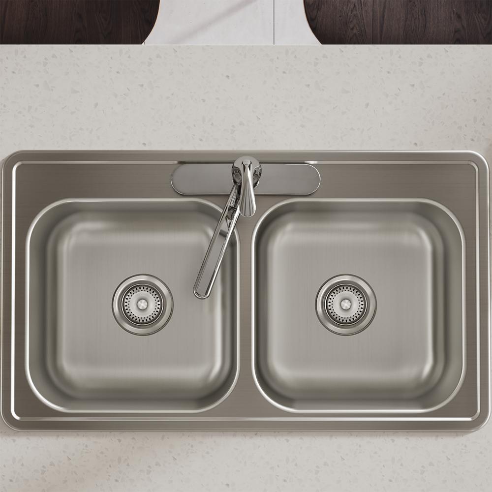 Dayton Stainless Steel 33 x 19 x 6.4 Equal Double Bowl Drop