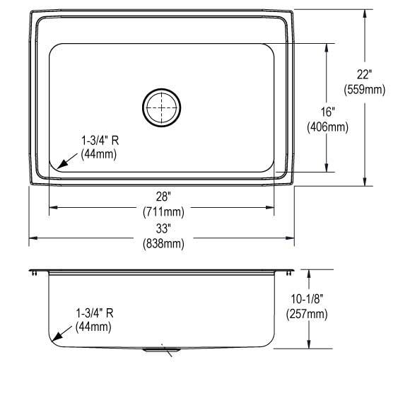 Elkay Lustertone SS 33 x 22 x 10 Single Bowl Drop-in Sink w