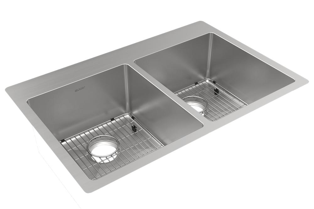 Elkay ILR6622DD5 66 Inch Drop-In Double Bowl Stainless Steel Sink with  18-Gauge, 7-5/8 Inch Bowl Depth, 3-1/2 Inch Drain and Double Drainboard: 5  Holes