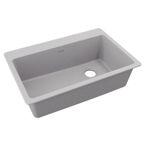 Quartz Classic Drop-In Composite 33 in. Rounded Offset Double Bowl Kitchen Sink in Black Quartz Classic Drop-In Composite 33 in. Rounded Offset Double Bowl Kitchen Sink in Black