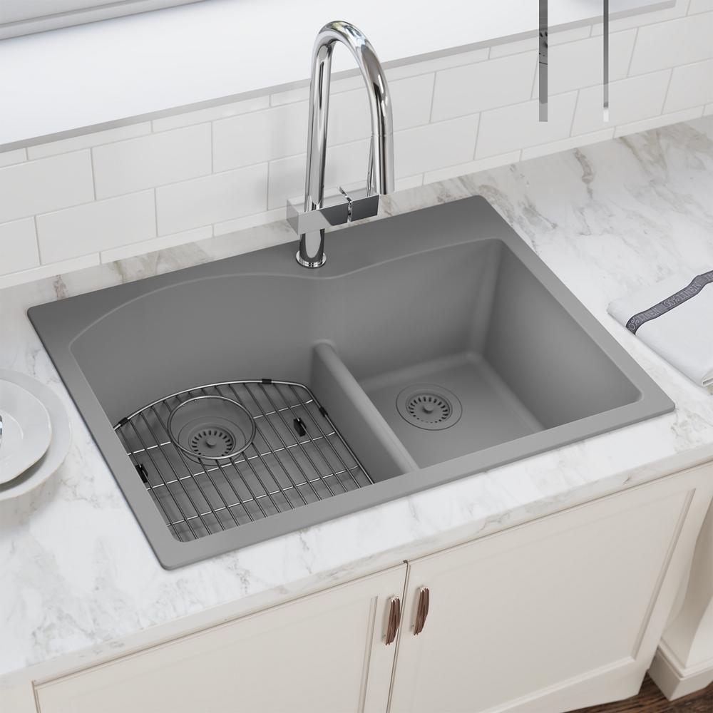 Elkay Quartz Classic 33 x 22 x 10 Offset 60/40 Dbl Drop-in