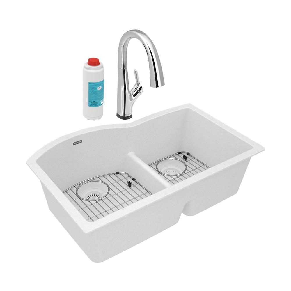 Home Basics Draining Dual Sink Saddle, White/Grey