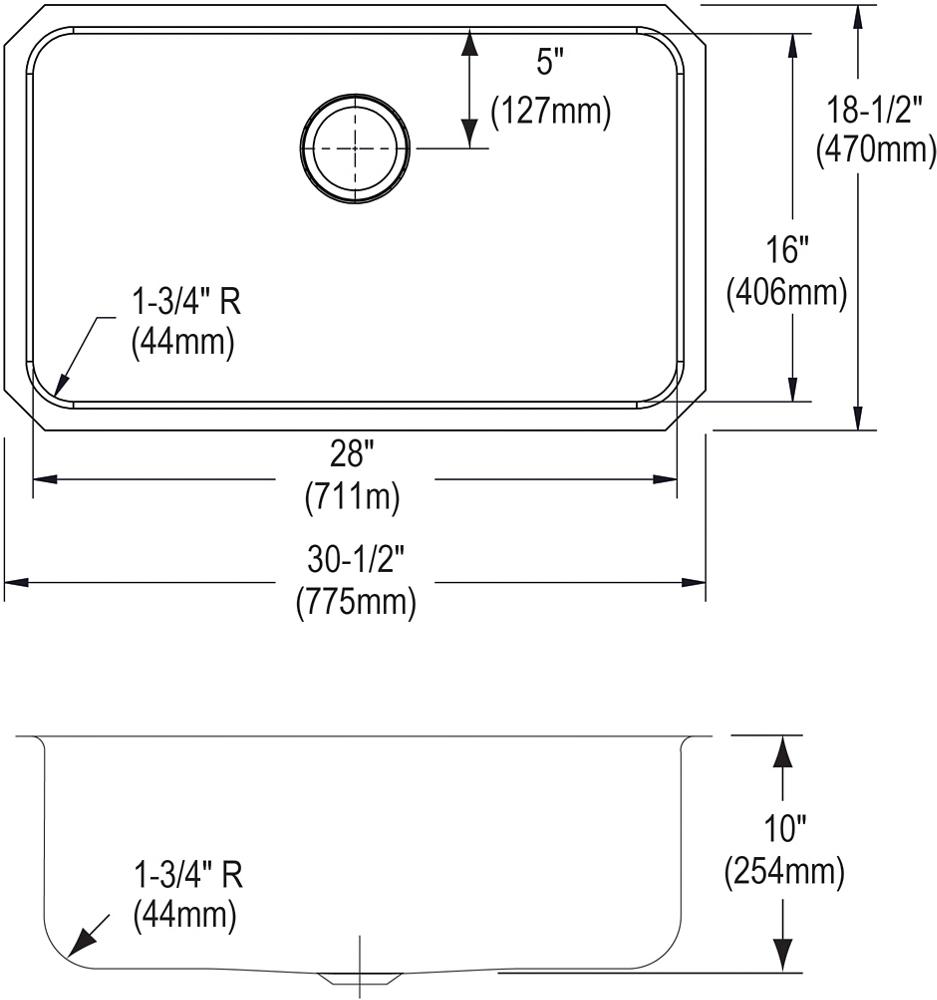 Elkay Lustertone SS 30.5 x 18.5 x 10 Single Undermount Sink