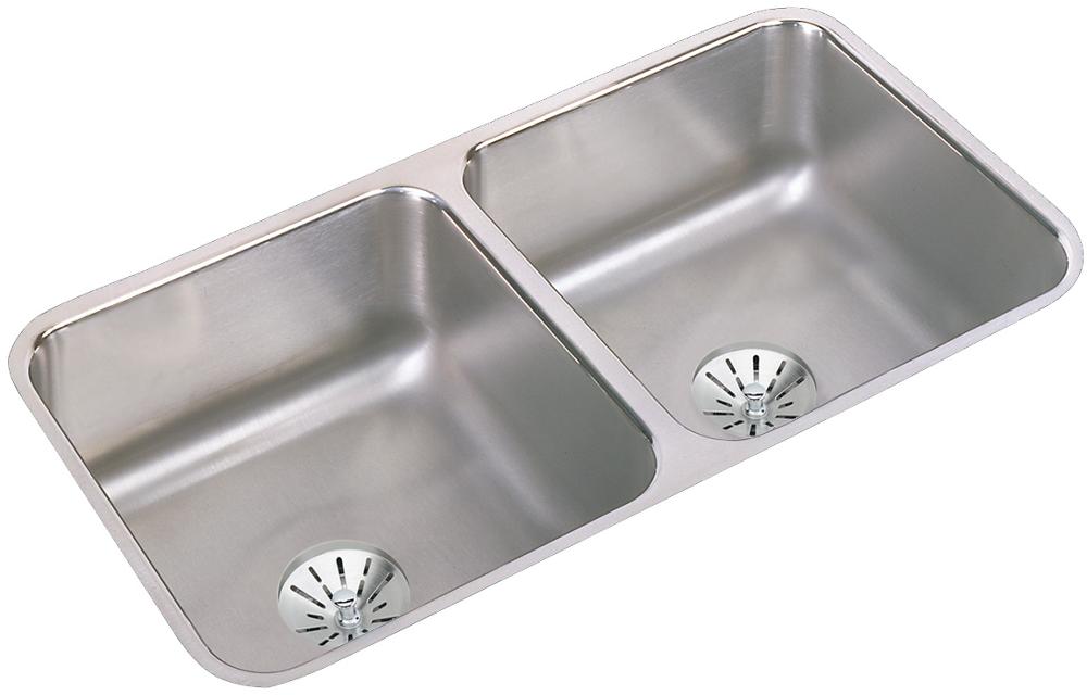 Elkay ELUH4221L Lustertone Stainless Steel Double Basin Undermount Kitchen Sink