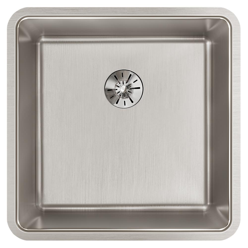 Elkay Lustertone Iconix 16Ga SS 18.5x18.5x9 Single UnderMT Sink w Perfect Drain Elkay