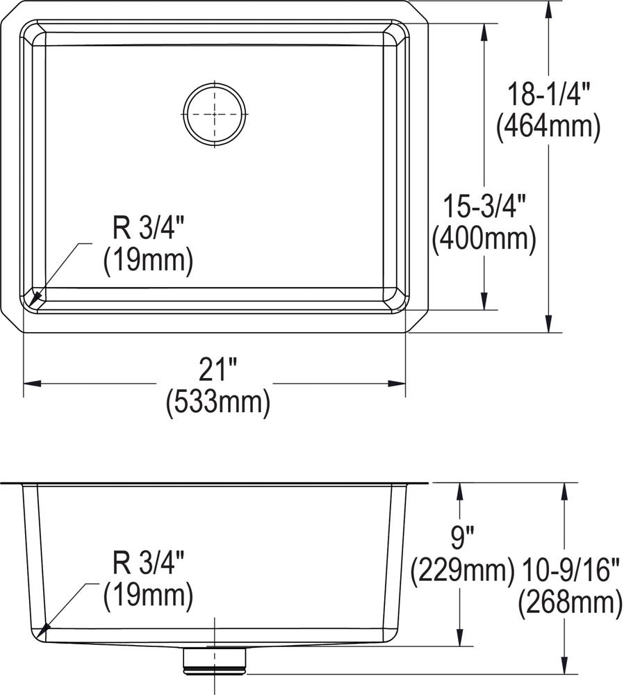 Lustertone Iconix Single Bowl Undermount Sink, Perfect Drain
