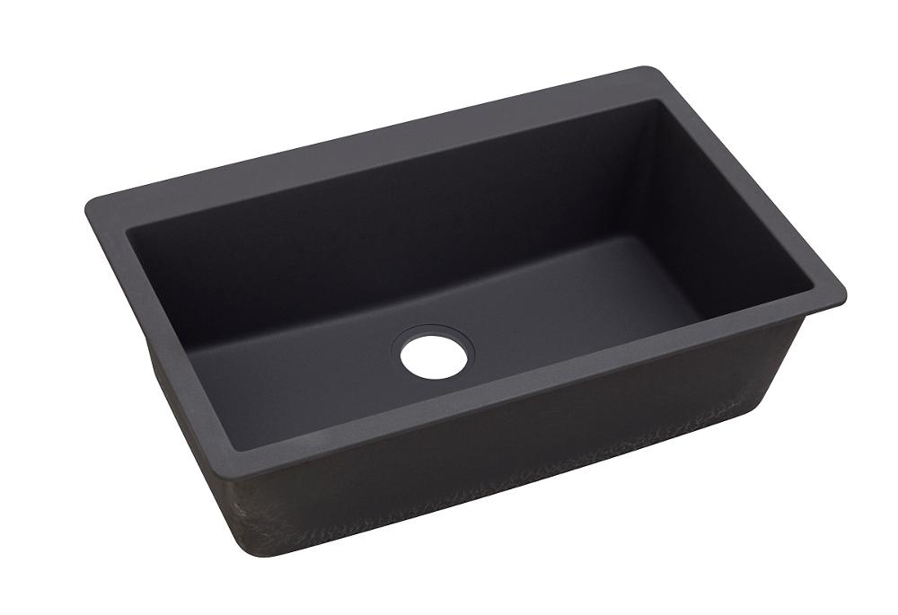 Quartz Luxe Drop-In/Undermount Composite 16 in. Bar Sink in Charcoal