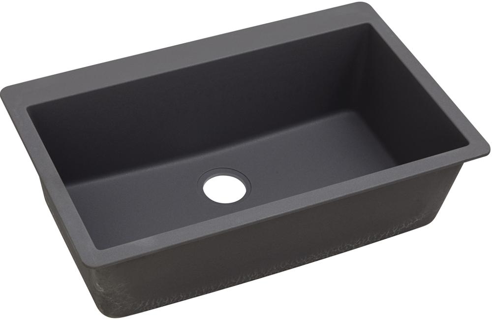 Quartz Luxe Drop-In/Undermount Composite 16 in. Bar Sink in Charcoal