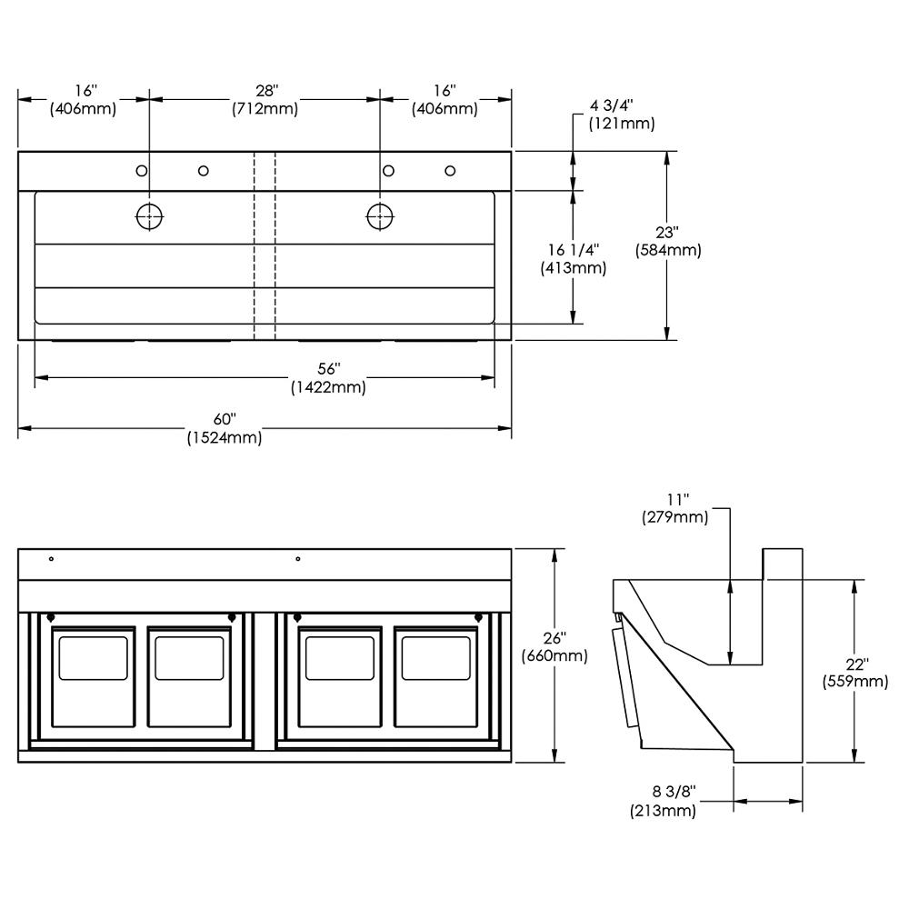 Elkay EWS2520KC, Wall Scrub-Up Sink, Knee Control Package