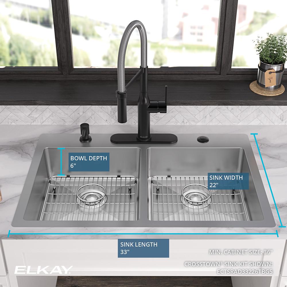 Elkay ILR6622DD5 66 Inch Drop-In Double Bowl Stainless Steel Sink with  18-Gauge, 7-5/8 Inch Bowl Depth, 3-1/2 Inch Drain and Double Drainboard: 5  Holes