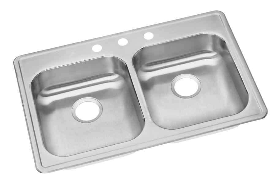 Dayton Elite Drop-In Stainless Steel 32 in. 3-Hole Double Bowl Kitchen Sink