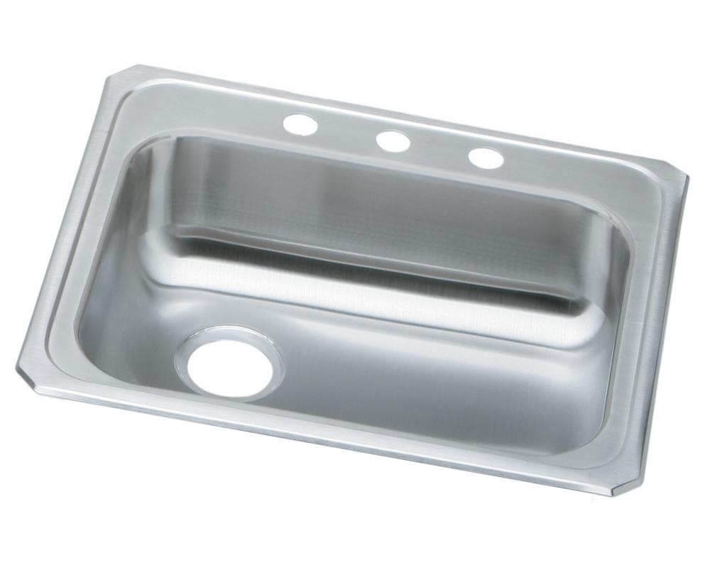 Drop-In Stainless Steel 25 in. 3-Hole Single Bowl Kitchen Sink