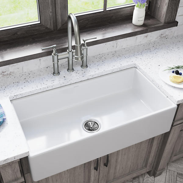 Burnham White Fireclay 36 in. Single Bowl Farmhouse Apron Kitchen Sink Burnham White Fireclay 36 in. Single Bowl Farmhouse Apron Kitchen Sink