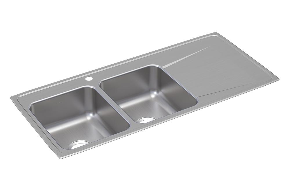 Elkay ILR4822L Lustertone Equal Double Bowl Sink Drainboard