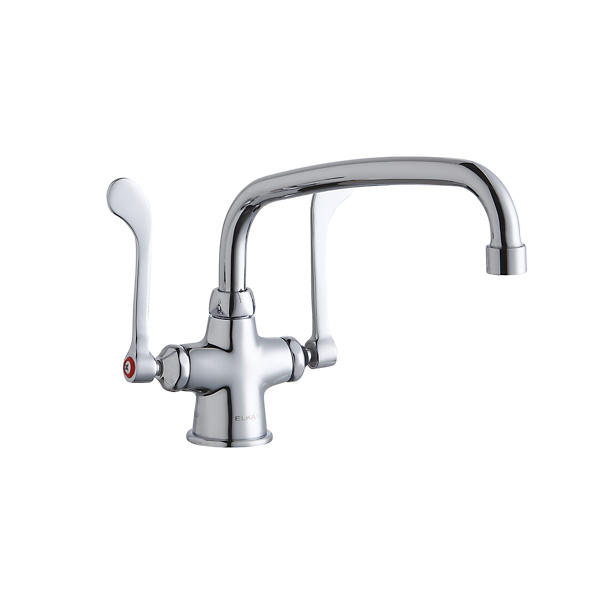 Elkay Chrome 1-Handle Deck-Mount Low-Arc Handle Commercial Kitchen Faucet Elkay Chrome 1-Handle Deck-Mount Low-Arc Handle Commercial Kitchen Faucet