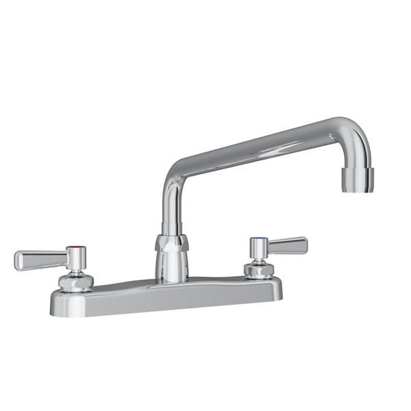 Elkay Chrome 2-Handle Deck-Mount High-Arc Handle Commercial Kitchen Faucet Elkay Chrome 2-Handle Deck-Mount High-Arc Handle Commercial Kitchen Faucet