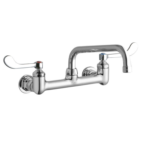 Elkay Chrome 2-Handle Wall-Mount Bar and Prep Handle Commercial Kitchen Faucet Elkay Chrome 2-Handle Wall-Mount Bar and Prep Handle Commercial Kitchen Faucet