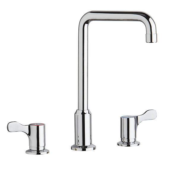 Elkay Chrome 2-Handle Deck-Mount High-Arc Handle Commercial Kitchen Faucet Elkay Chrome 2-Handle Deck-Mount High-Arc Handle Commercial Kitchen Faucet