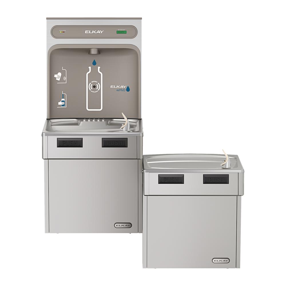 Filtered Bottle Filling Station with Mechanically Bi-Level