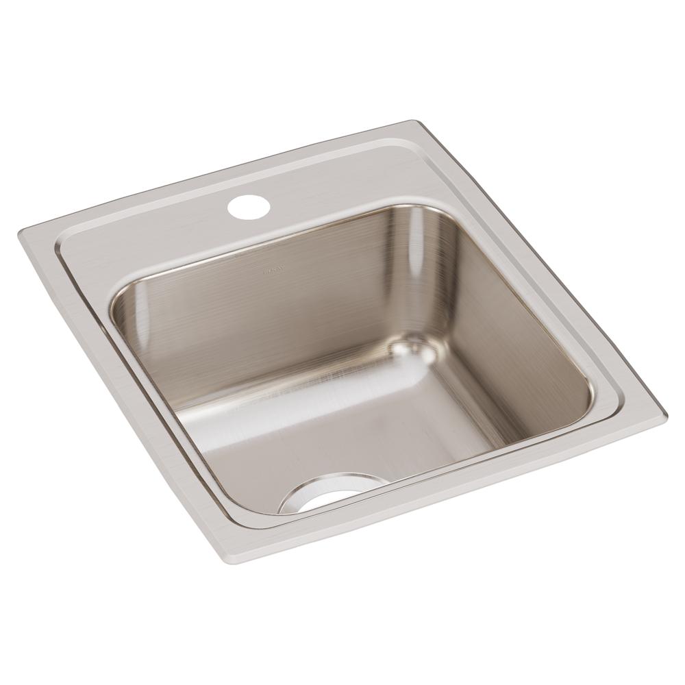 Lustertone Drop-In Stainless Steel 15 in. 1-Hole Bar Sink